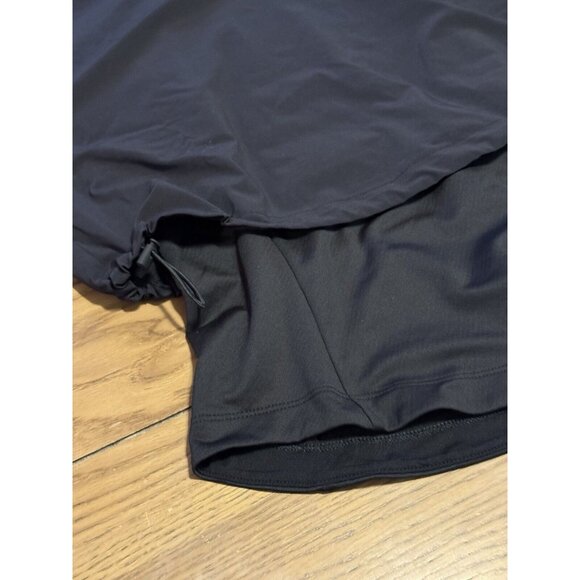 Athleta Layered Shirt‎ Scrunch Bottom Size Medium Black Polyester Blend Preppy - Picture 6 of 15